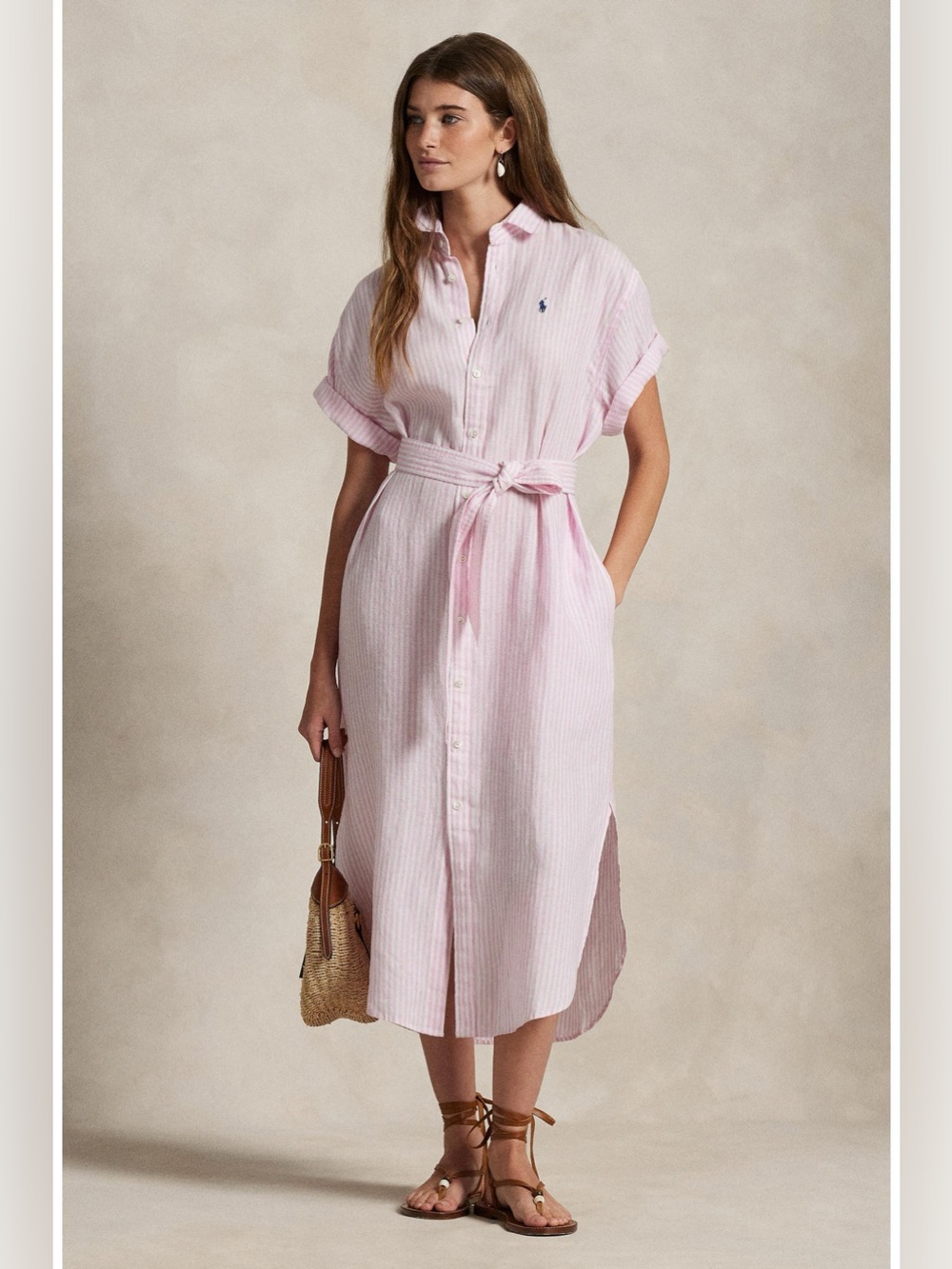 Polo by Ralph Lauren Pink and White Striped Shirt Dress - Picture 4 of 13